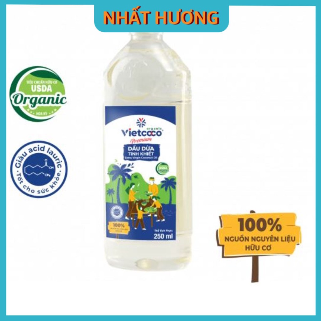 Dầu Dừa Tinh Khiết Organic Vietcoco 250ml