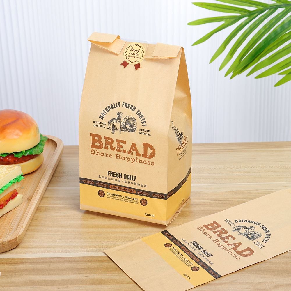 Set 5/10 Túi Giấy Kraft Đựng Bánh Mì Chống Dầu Phong Cách Cổ Điển