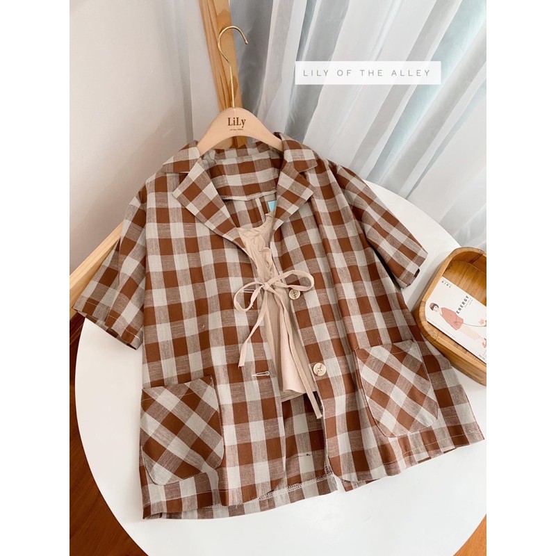 Blazer kẻ ô xẻ sau (ib chọn màu )