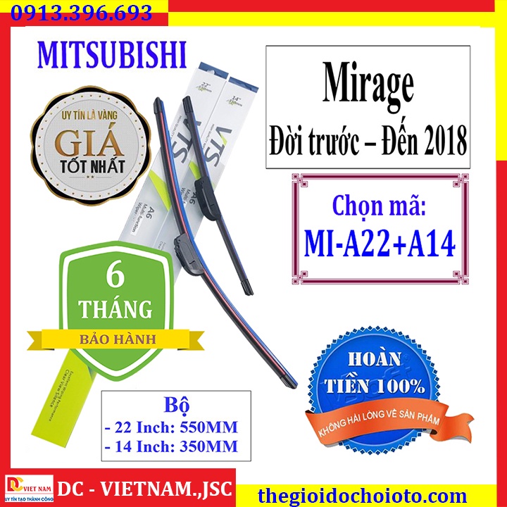 [bh 1năm] Bộ 2 thanh gạt nước mưa ô tô Nano xương mềm cho xe Mitsubishi: Xpander-Jolie-Mirage-Pajero-Pajero Sport-Triton