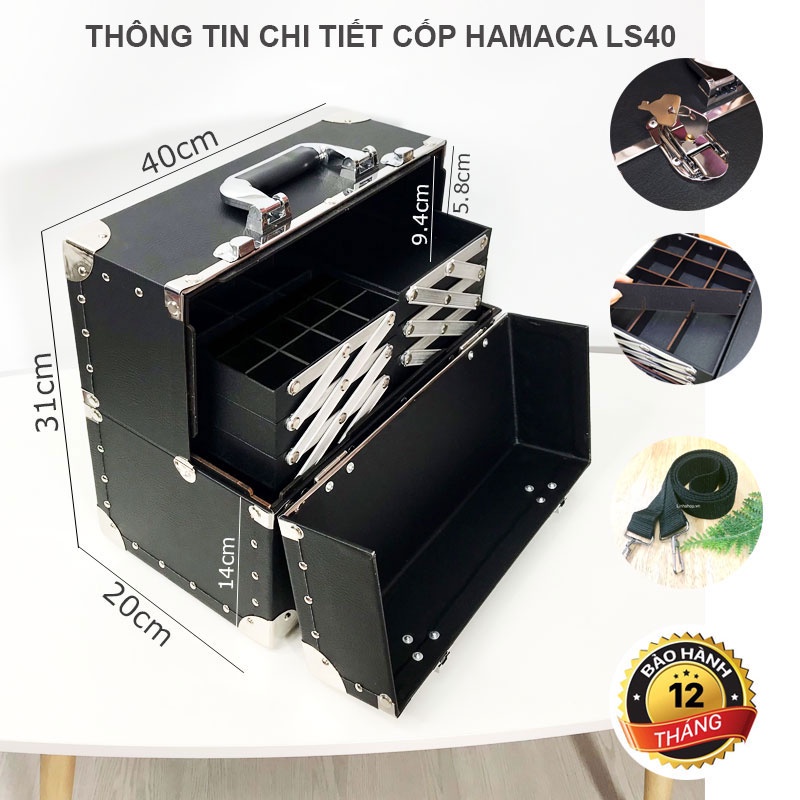 Cốp đựng đồ nail Hamaca LS40 size lớn 3 tầng đựng được máy hơ gel, sơn móng, máy mài,... Lamdep24g
