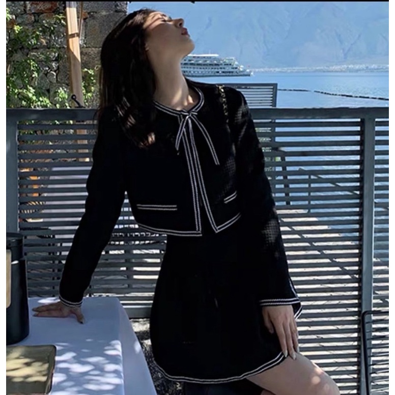 SET ÁO DẠ CHẠY VIỀN KÈM ÁO TRẮNG CV ĐEN ✨