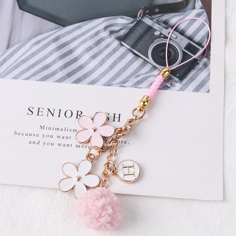 Móc Khóa Cục Bông Hoa Và Chữ D / H Cho Điện Thoại