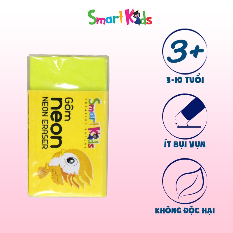 GÔM NEON SMARTKIDS (1 CÁI). Dành cho học sinh, sinh viên. Dễ dàng tẩy sạch chì. An toàn, không độc hại