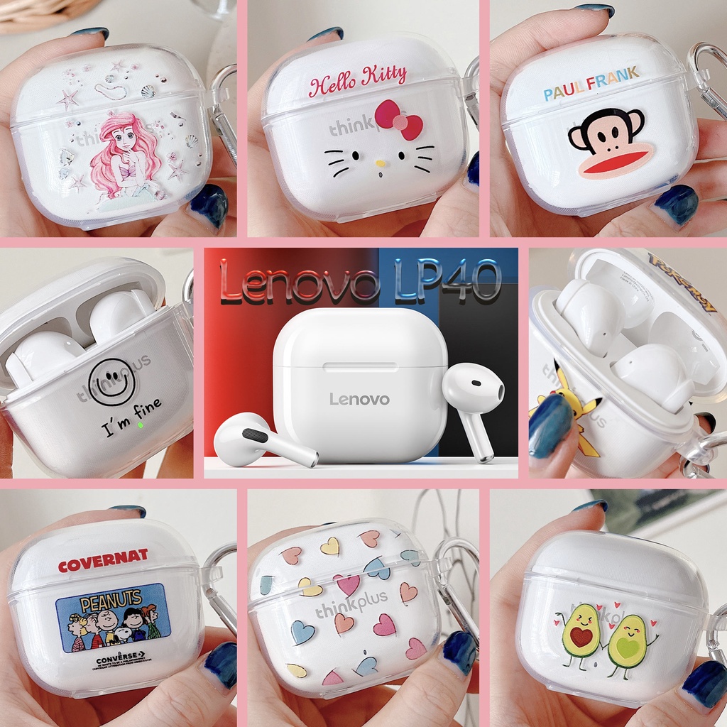 Vỏ Bảo Vệ Hộp Sạc Tai Nghe Bluetooth Không Dây Lenovo LP40 / Lenovo LP40S LP40PRO Trong Suốt Họa Tiết Hoạt Hình Dễ Thương