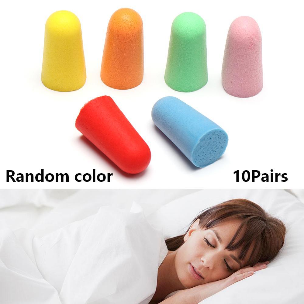 Set 10 Cặp Nút Bịt Tai Mềm Mại Chống Ồn Thoải Mái Màu Sắc Ngẫu Nhiên