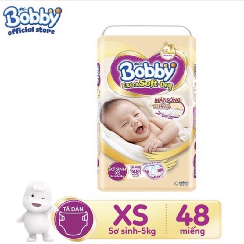 Tã dán Bobby Extra Soft-Dry XS48 (dưới 5kg)