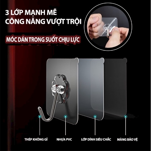 Móc dán treo tường , treo đồ tiện lợi  kích thước 6x6cm TRENDS HOUSE