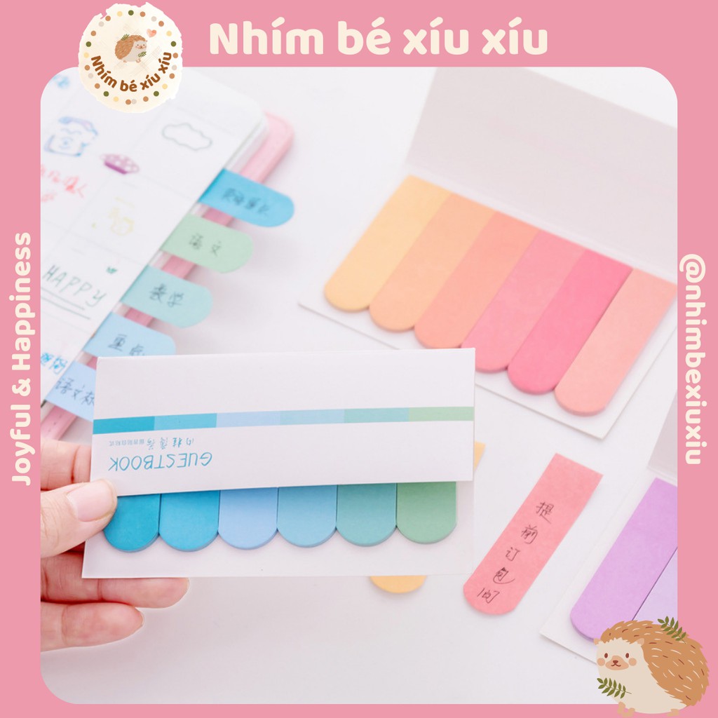 Sticky note/giấy ghi chú/đánh dấu trang màu cầu vồng TN46