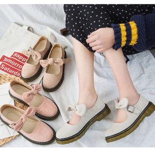 Giày búp bê da lộn buộc nơ đế đẹp | giày lolita da lộn - u.w
