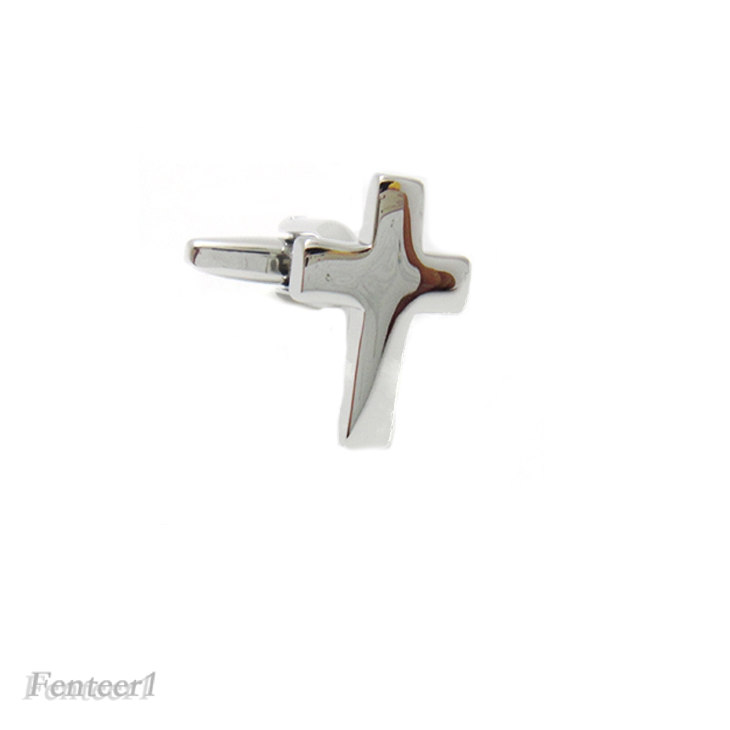 Religious Silver Brass  Cross Cufflinks Fashion Party Jewelry