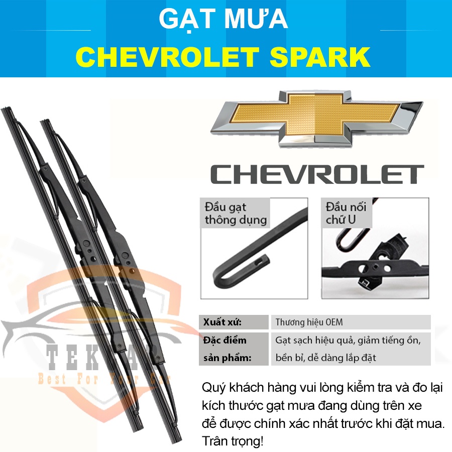 [1 CẶP - CHEVROLET SPARK ] Gạt mưa ô tô xe 5 chỗ Chevrolet Spark cần gạt kính khung xương sắt lưỡi silicon