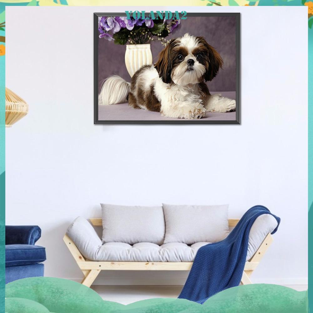 Tranh Đính Đá Kim Cương Toàn Bộ 5D DIY Hình Vẽ Chó Con