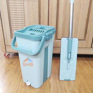 Bộ lau nhà mâm chữ nhật sọc dọc cao cấp, hai ngăn giặt và vắt độc lập, cực khô cực sạch gd061