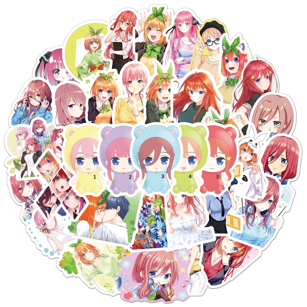 Bộ 50 Sticker The Quintessential Quintuplets Dán Trang Trí Xe Máy/Điện Thoại/Laptop/Va Li