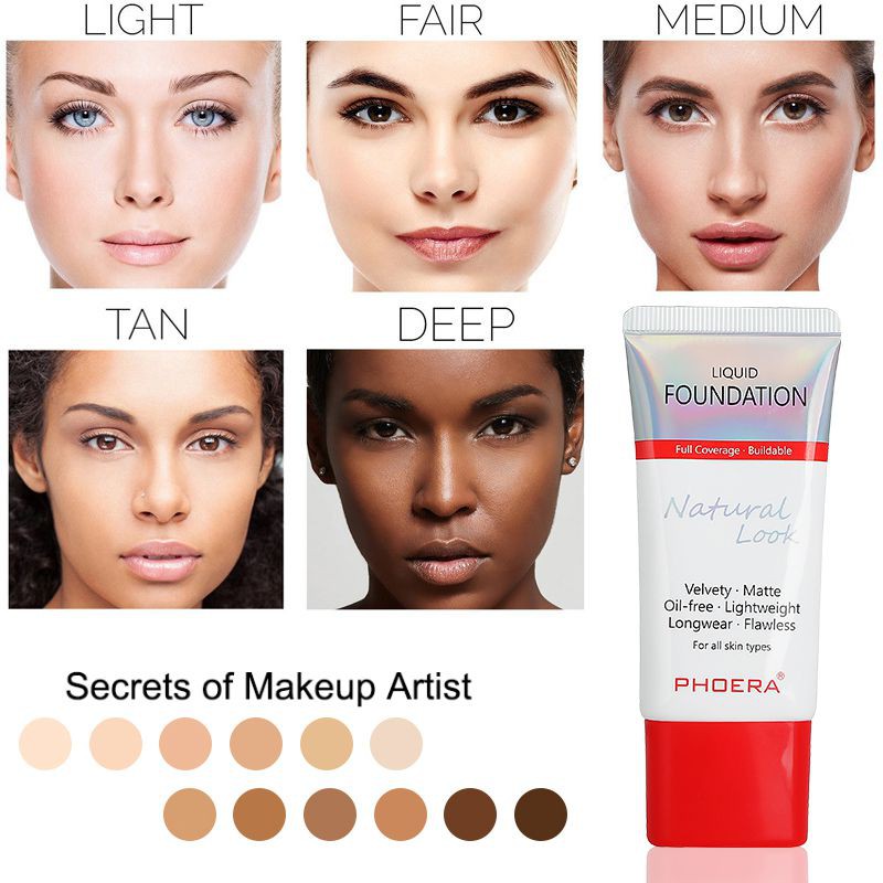 [Hàng mới về] Kem nền dạng lỏng PHOERA che khuyets điểm trang điểm lâu trôi