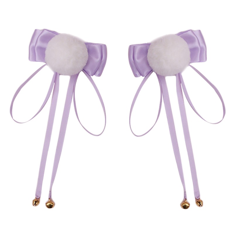 Kẹp Tóc Đính Nơ Lông Giả Dễ Thương Phong Cách Lolita