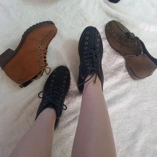 Giày bốt da cổ cao kéo khoá
