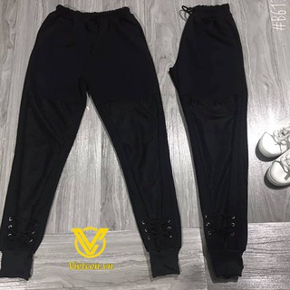 Quần jogger phối lưới buộc dây < Siêu Hot 2019 >