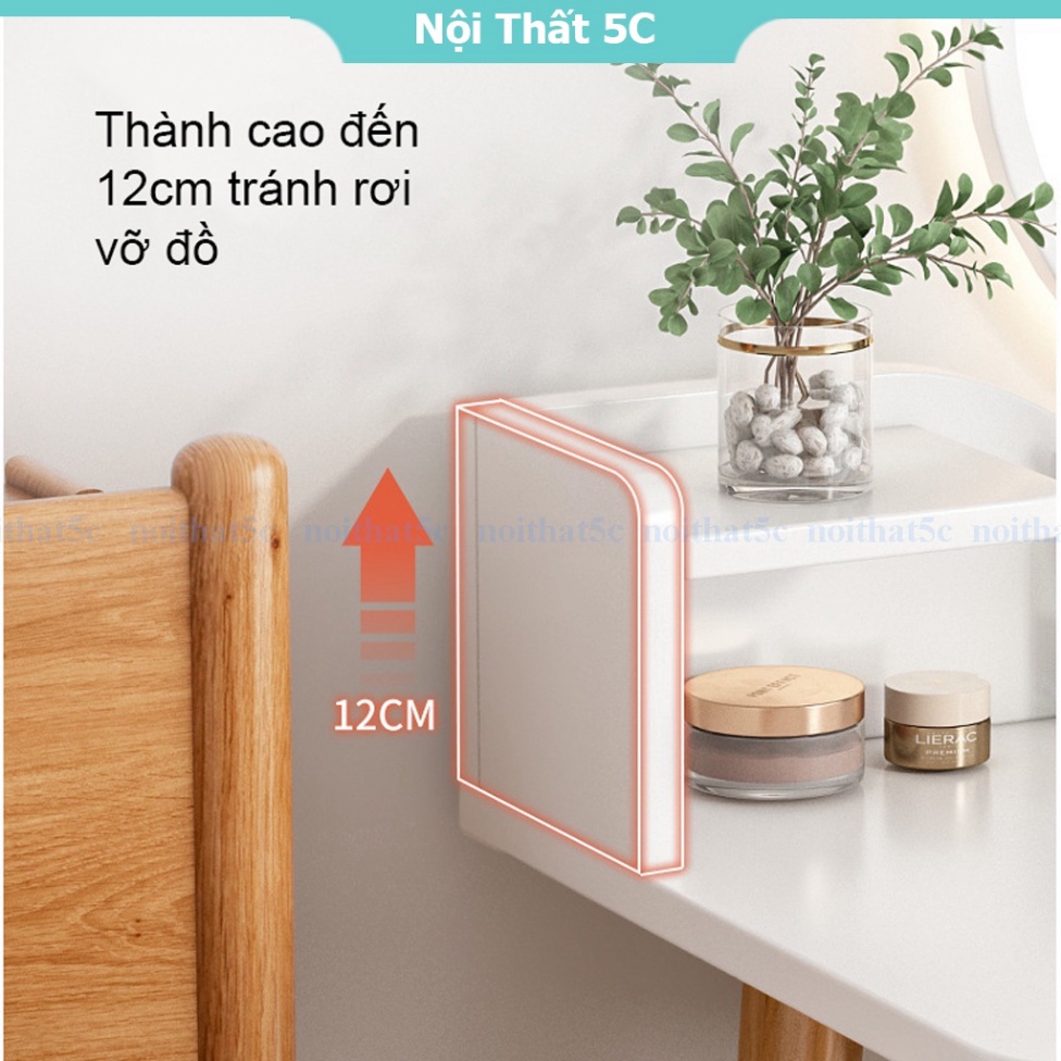 Bàn trang điểm hiện đại tích hợp đèn LED cảm ứng thông minh phong cách Bắc Âu, chất liệu gỗ cao cấp chắc chắn