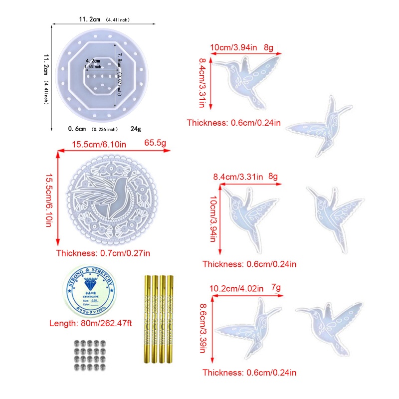 Sa Khuôn Silicone Bóng Làm Chuông Gió Treo Tường Trang Trí DIY