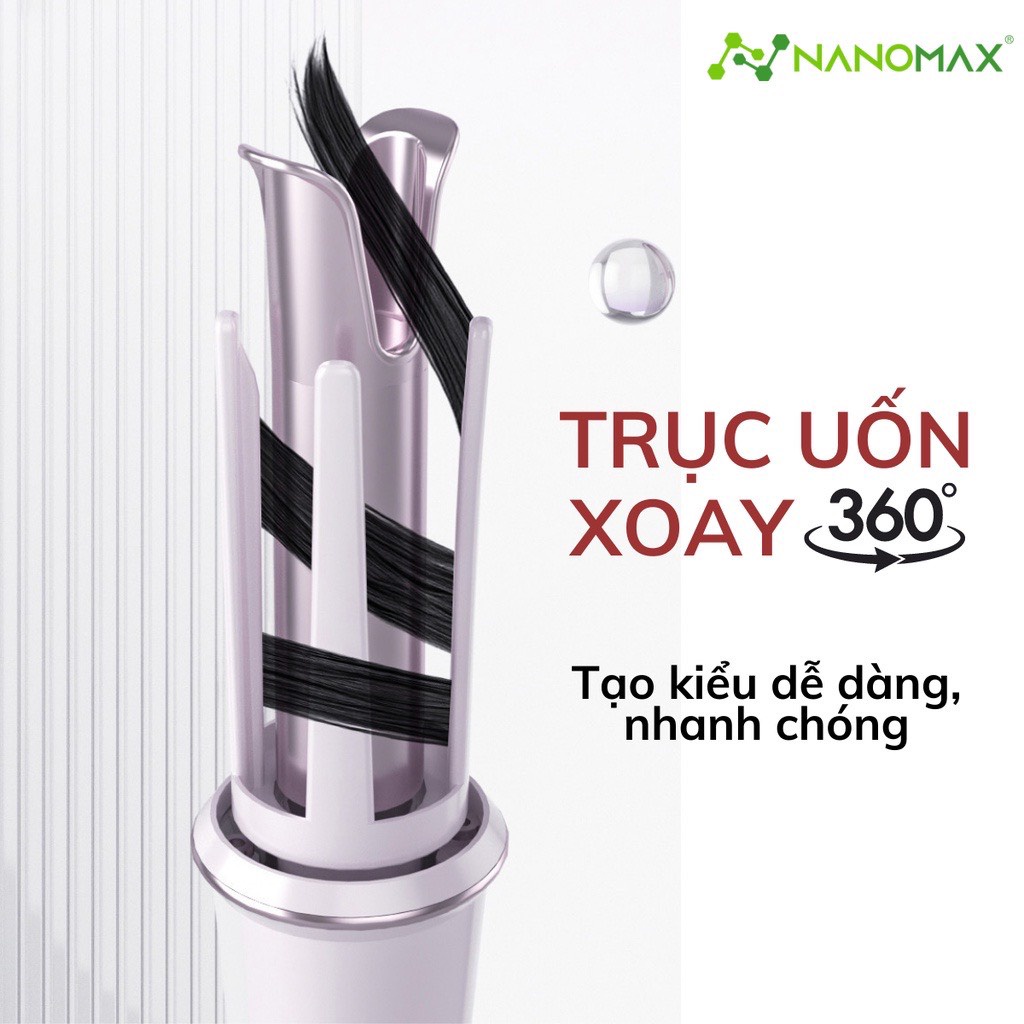 Máy Uốn Tóc Tự Động Xoay 360 Độ Nanomax XN-390, Anion Bảo Vệ Tóc, 4 Mức Nhiệt Phù Hợp Mọi Kiểu Tóc, Bh 12 Tháng