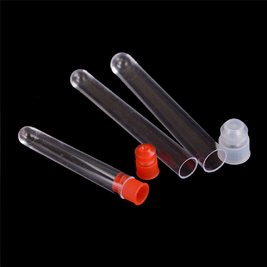 [Hàng mới về] Set 10 ống nghiệm trong suốt bằng nhựa chất lượng cao kèm nắp đậy