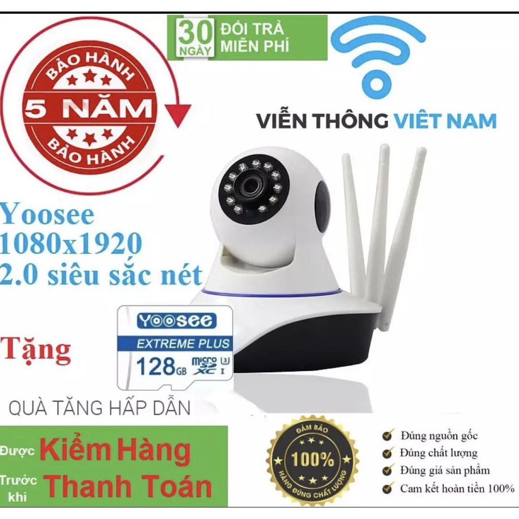 [Combo] Camera yoosee 3 anten kèm thẻ 32G