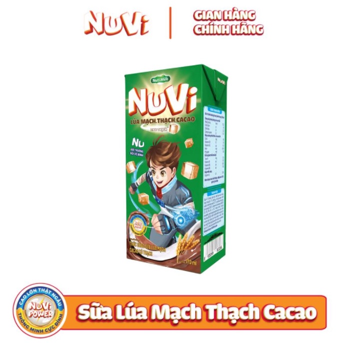 Combo 2 Lốc 4 hộp NuVi TU Sữa Lúa Mạch Cacao Có Thạch Hộp 170 ml/hộp