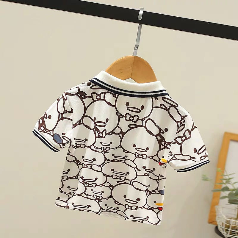 Áo Thun Tay Ngắn Có Cổ 100% Cotton Cho Bé Trai