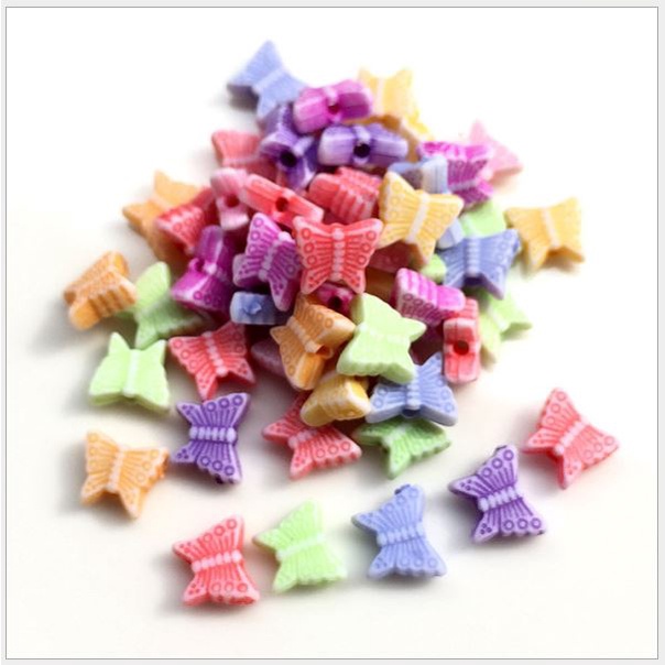 10-25-50gam hạt cánh bướm 7x8mm có lỗ xỏ vòng, làm đồ chơi