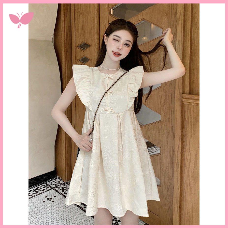 Váy babydoll Đầm Búp Bê Chữ A Cao Cấp Tay Bay Thắt Nơ Phong Cách Mới Mùa Hè Dành Cho Bạn Nữ