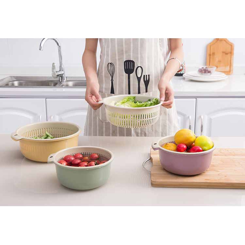 [Tổng Kho Sỉ] Rổ Rửa Rau Củ, Trái Cây KIÊM CHẬU S6 HAI LỚP - Rổ Để Thực Phẩm Ăn Lẩu Khô Ráo Có Lỗ Treo - Nhiều Size