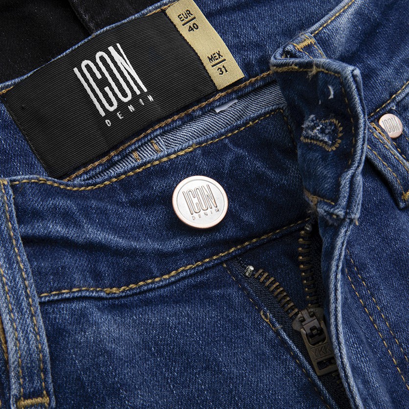 Quần Short Jean Nam ICON DENIM Blue Wash Whiskering