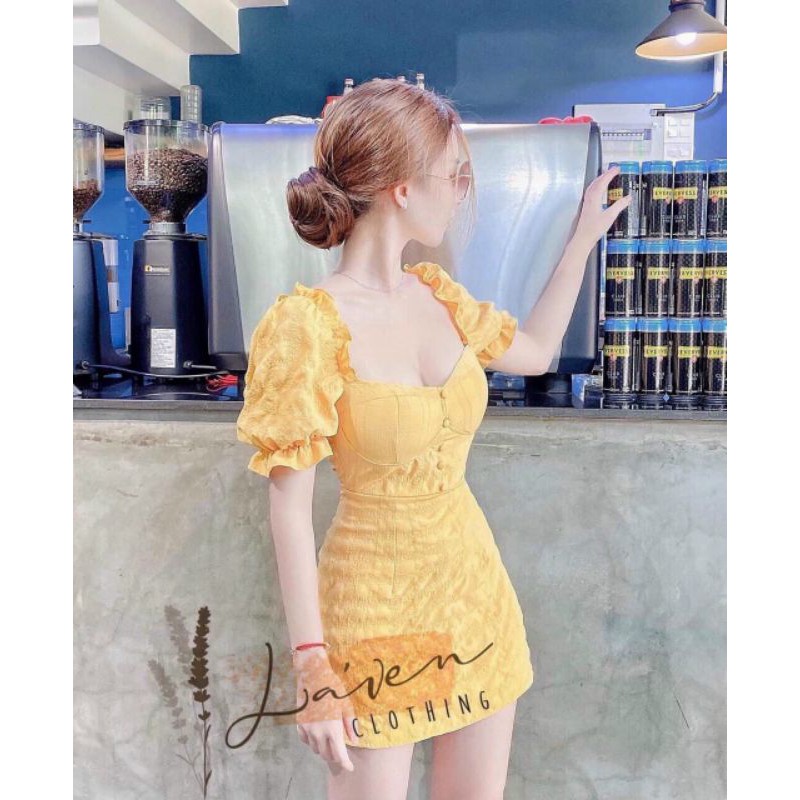 Đầm body tay phồng phong cách trẻ trung nữ tính ( có mút ngực)