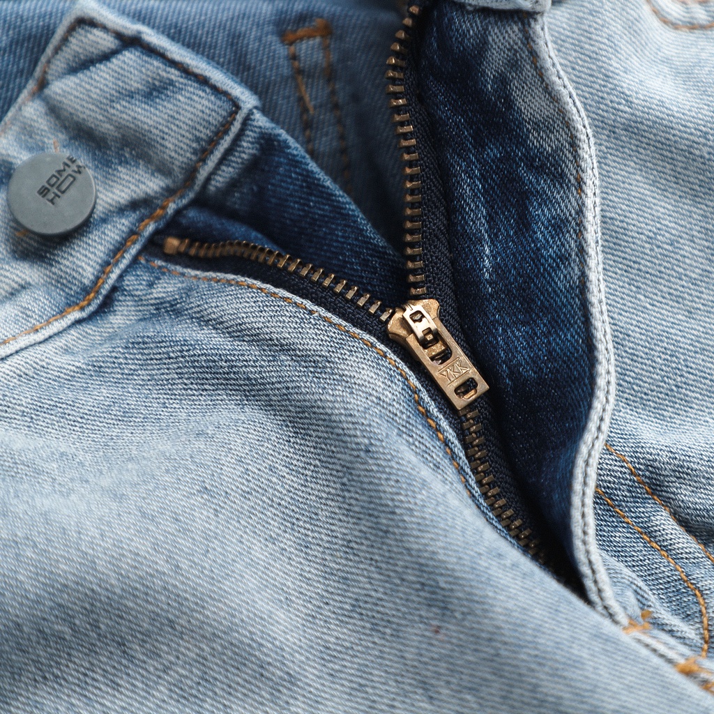 Quần Jean Nam SlimStraight Patch Pocket Blue , Chất Cotton Pha Spandex Thoải Mái , QJ003971 , SOMEHOW