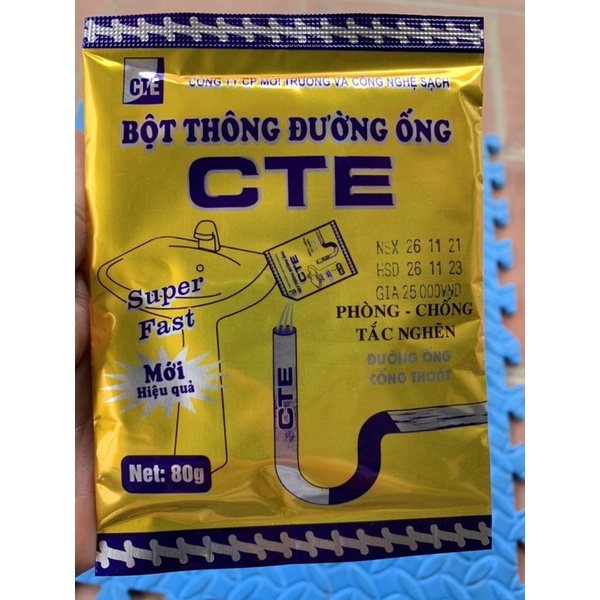 Bột Thông Tắc Cống Cực Mạnh CTE, Thông Tắc Bồn Cầu, Đường Ống, Bồn Rửa Mặt.