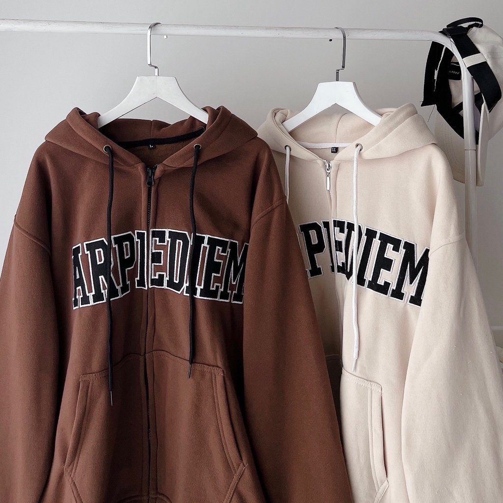 áo hoodie - áo khoác nỉ ngoại dây kéo in chữ ARPIEDIEM chống tia UV cực tốt
