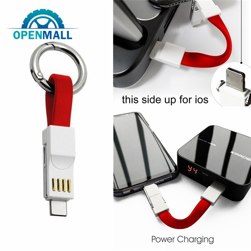 Cáp sạc/truyền dữ liệu đầu cắm/Micro USB/Type-C 3 trong 1 kèm vòng khóa tiện lợi cho ĐT