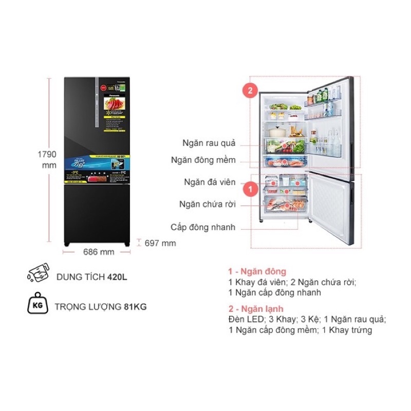 Tủ lạnh Panasonic Inverter 420 Lít NR-BX471WGKV