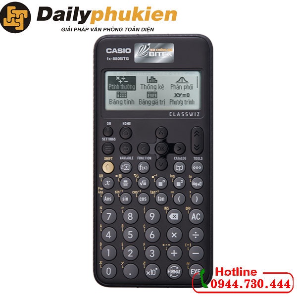 Máy tính casio FX-880 BTG đủ 4 màu Bảo hành 7 năm chính hãng , máy tính học sinh mới nhất casio 880
