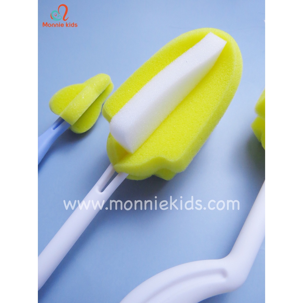 Cọ rửa bình sữa KuKu dạng chổi KU5343, Chổi cọ bình sữa dạng mút KU5301 - Monnie Kids