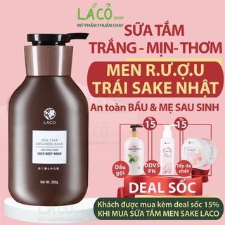 Sữa tắm laco men sake sữa tắm trắng da sữa tắm dưỡng ẩm sua tam nang lông mụn lưng dưỡng trắng LÁ CỎ MỸ PHẨM THUẦN CHAY