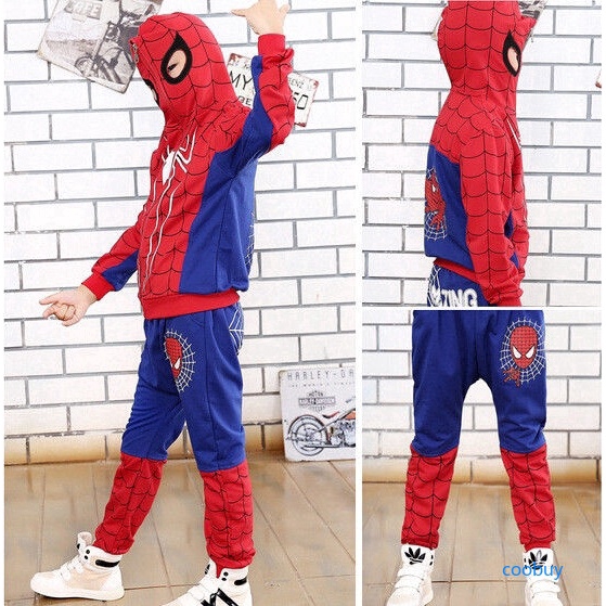 Bộ đồ gồm áo hoodie và quần dài dùng hóa trang người nhện độc đáo cho bé trai