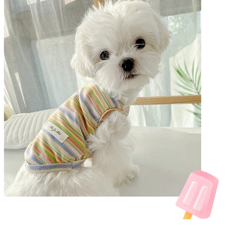 &lt;cutepethome&gt;(MớI) Áo Vest HọA TiếT Kẻ SọC Cho Thú Cưng