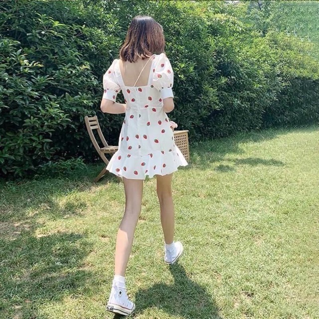 Đầm cherry vàng nghệ mắc cáo