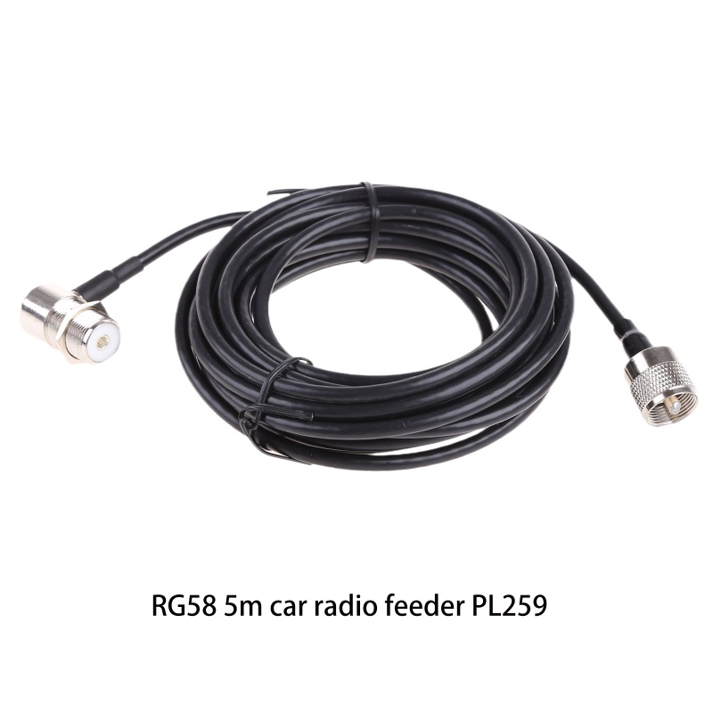 Dây Cáp Đồng Trục PL259 Đầu Đực Sang SO239 RG58 Đầu Cái Cho Radio Di Động Xe Hơi Dài 5m