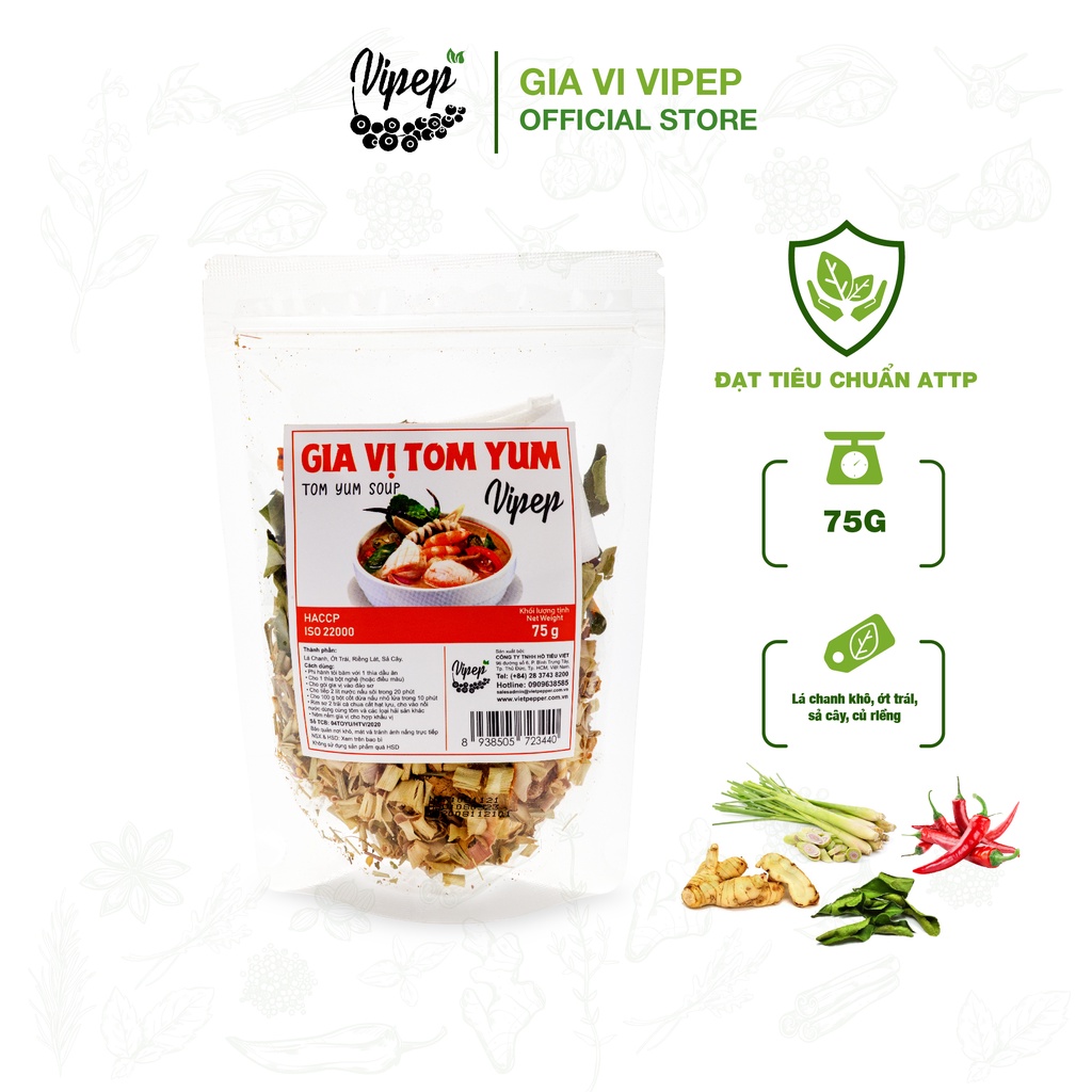 Gói gia vị lẩu thái Tomyum Vipep 75g - chuẩn nước lẩu Hadilao, gói tiện lợi chế biến tại nhà