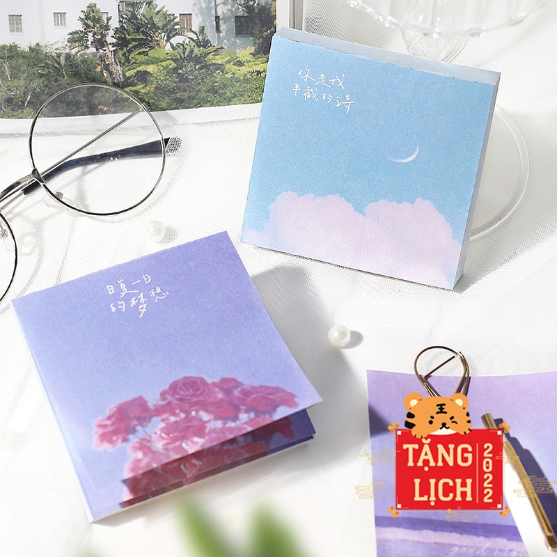 Giấy note vintage aesthetic giấy nhớ ghi chú trang trí sổ planner làm bullet journal dụng cụ dán ảnh decor phòng bàn học