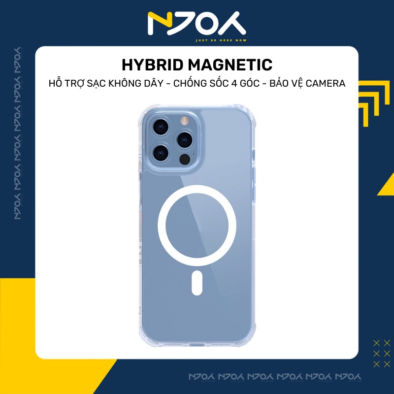 Ốp Lưng Trong Suốt Ultra Hybrid Magnetic Hỗ Trợ Sạc Không Dây Từ Tính Chống Sốc Bảo Vệ Camera 13 Pro Max Njoyshop